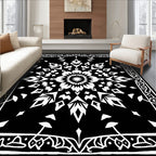 Black White Geometric Mandala Rug