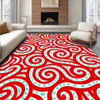 Bold Red Swirls Turquoise Stars Rug