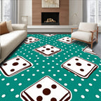 Teal White Polka Dot Dice Rug