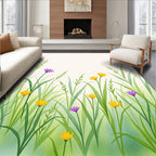 Watercolor Meadow Wildflower Garden Rug