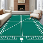 Emerald Green Geometric Grid Rug