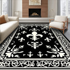 Classic Ivory Fleur-de-lis Border Rug