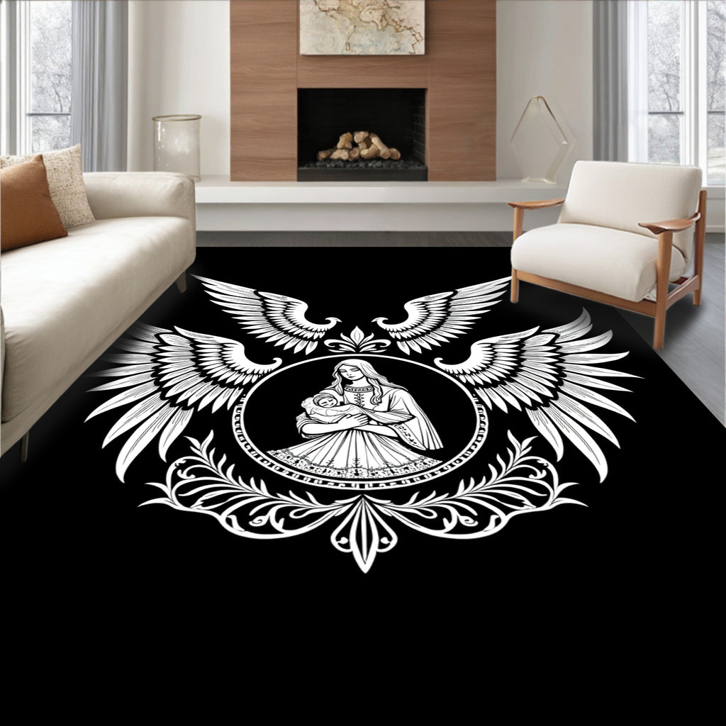 White Angel Mother Infant Crest Rug
