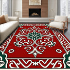 Crimson Red Ornate Scrollwork Rug