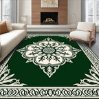 Deep Emerald Floral Lattice Rug