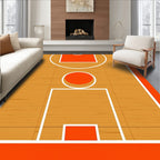 Orange court lines and wood texture Rug