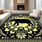 Black Tapir Yellow Floral Border Rug