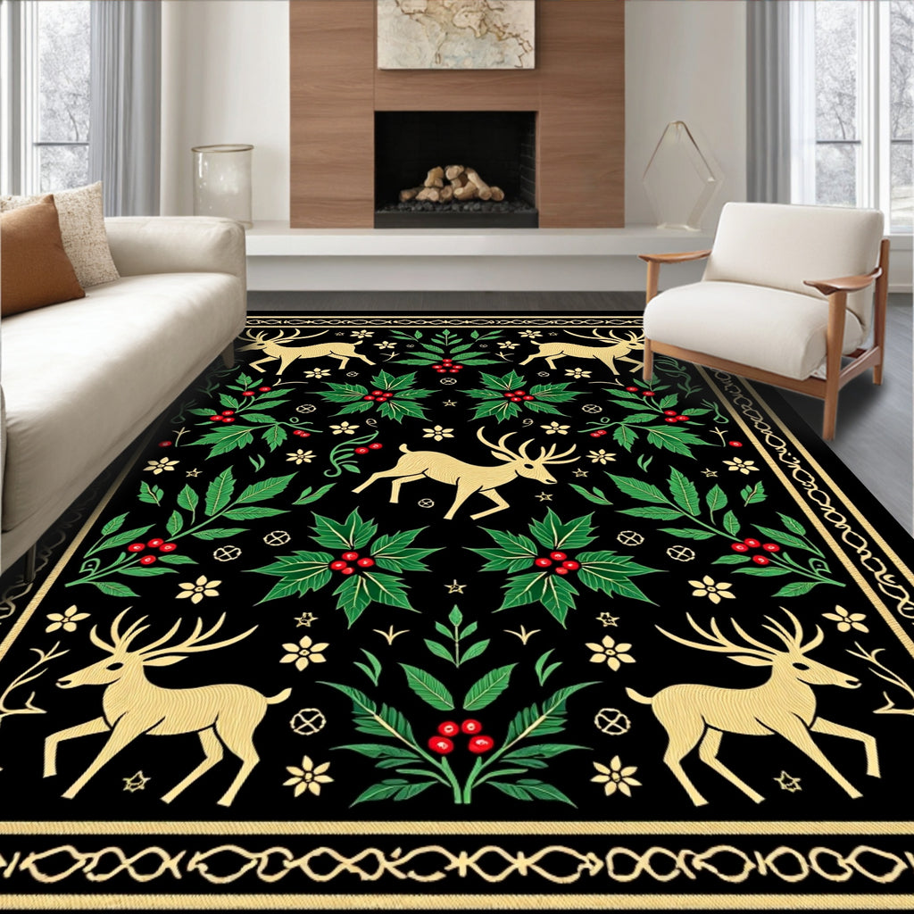 Golden Deer Holly Meadow Rug