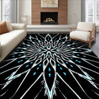 Black White Ice Snowflake Mandala Rug