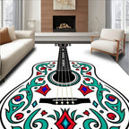 Whimsical Teal Red Diamond Guitar Rug