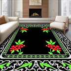 Red Berry Black Corner Garden Frame Rug