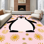 Pink Yellow Starry Penguin Hat Rug