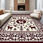 Crimson Deer Forest Square Rug
