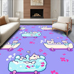 Cute bath time cats with paw prints Rug