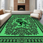 Luminous Green Dinosaur Garden Border Rug