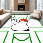 Playful White Ghost Tennis Action Rug