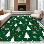 Festive Evergreen Woodland Snow Circle Rug