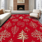 Crimson Winter Tree Snowflake Vignette Rug