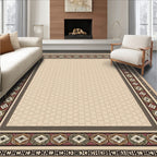 Cream Bordered Medallion Geometric Rug