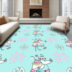 Whimsical Pastel Figure Flower Motif Rug