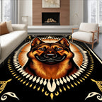 Bold German Shepherd Sunburst Square Rug
