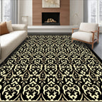 Gilded Black and White Scroll Work Rug