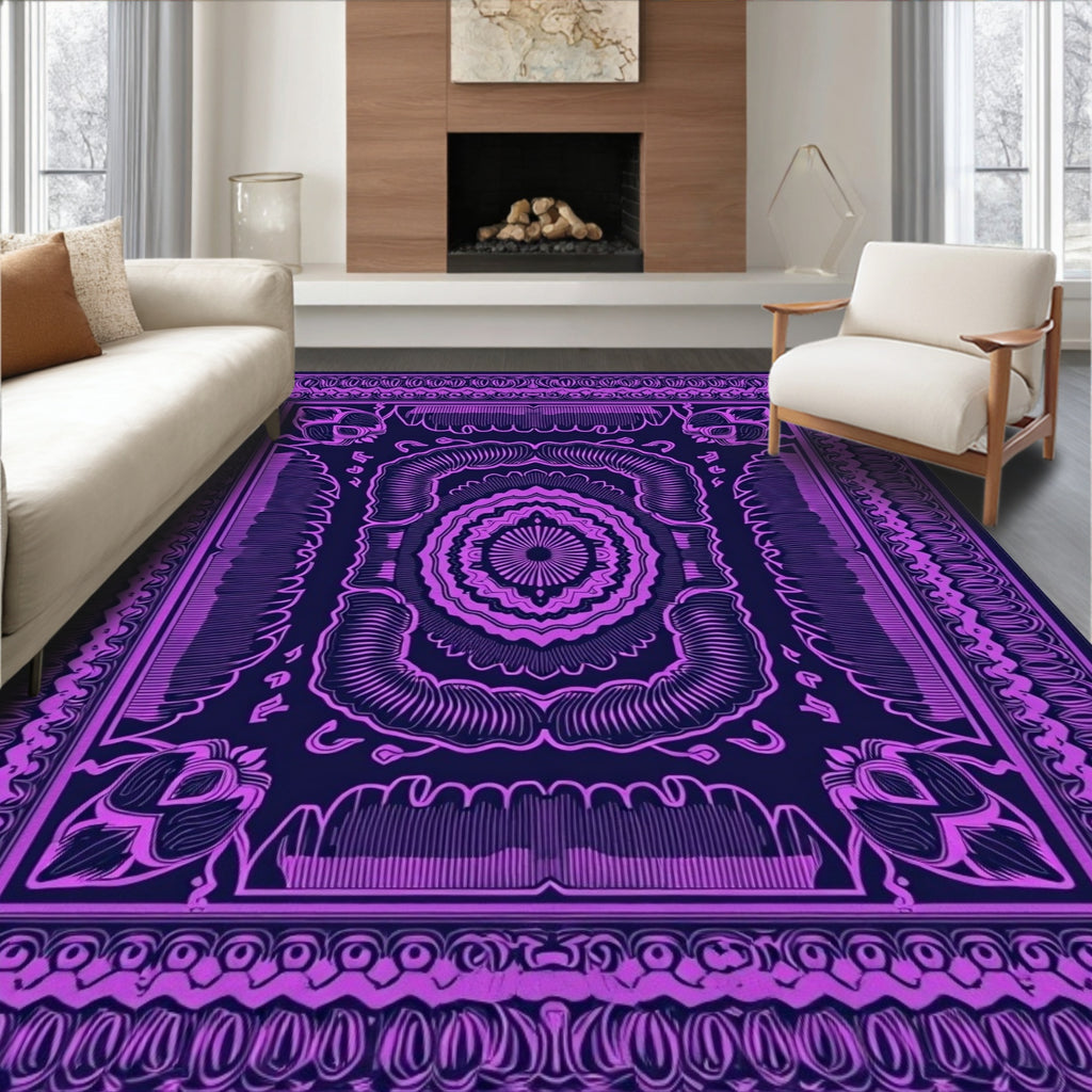 Vivid Amethyst Mandala Medallion Rug