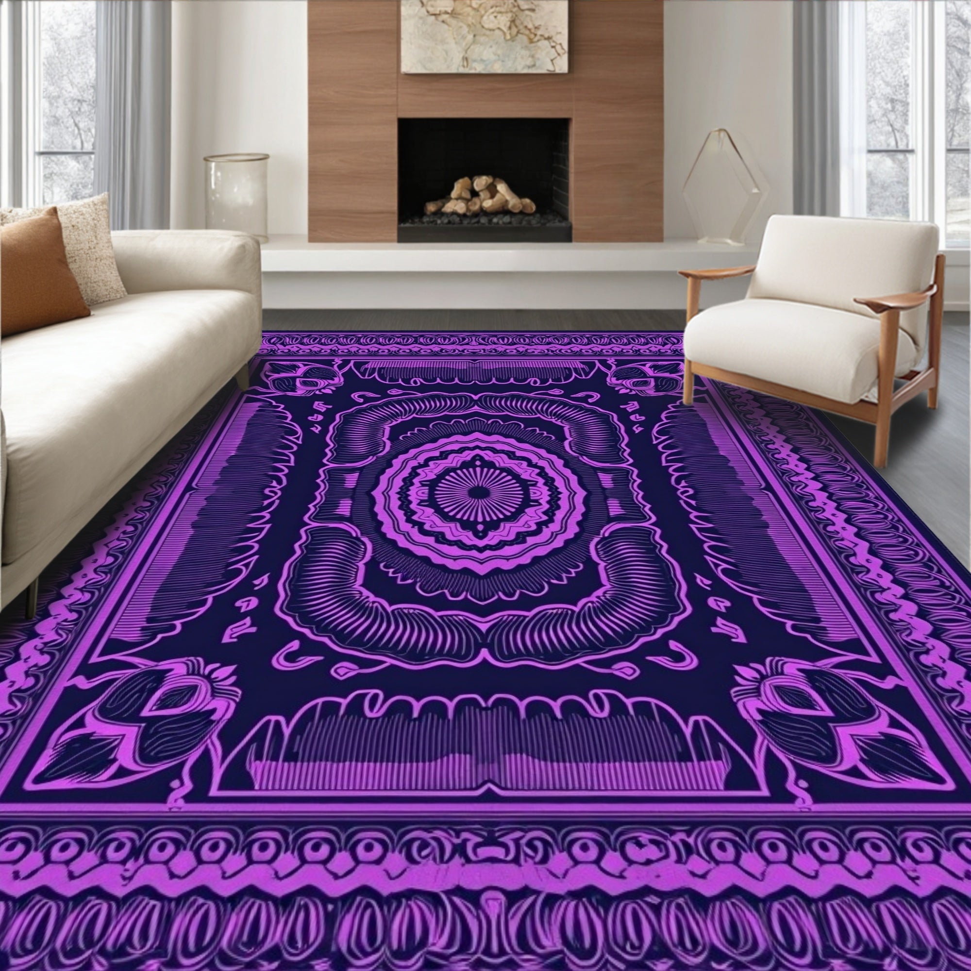 Vivid Amethyst Mandala Medallion Rug