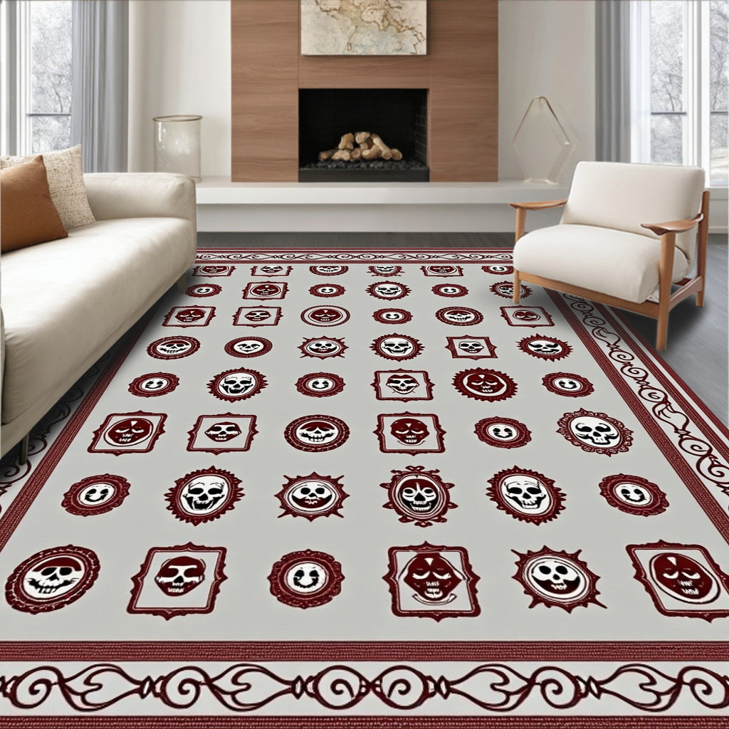 Crimson Skull Portrait Collection Rug