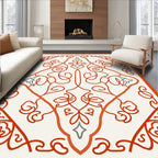 Orange Gray Medallion Arabesque Filigree Rug