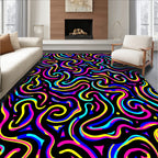 Bold Neon Swirls Abstract Rug
