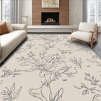 Whimsical Floral Sketch Cream Background Rug
