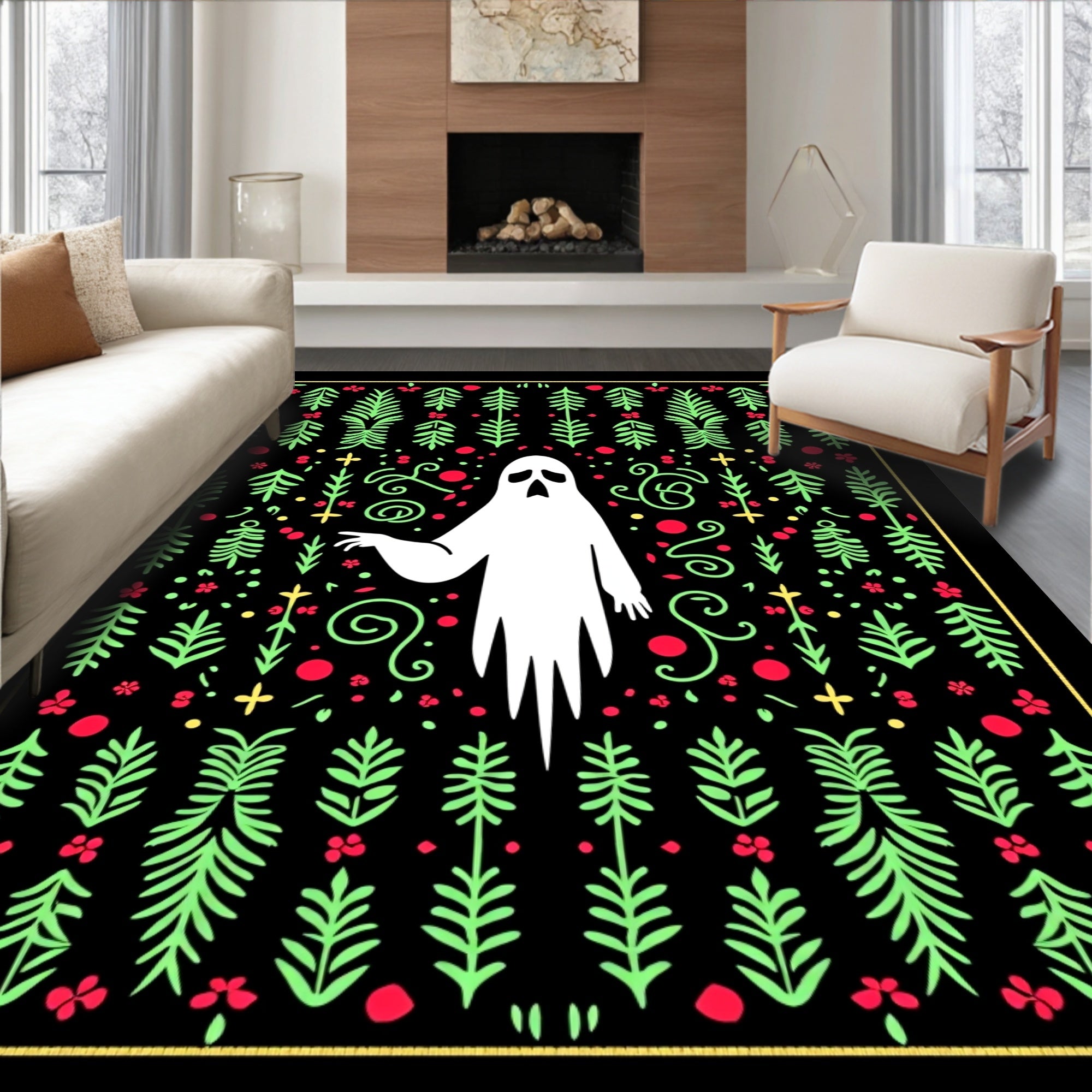 Spooky Ghost Botanical Garden Rug