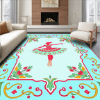 Whimsical Ballerina Red Mint Border Rug