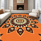 Orange Mandala Floral Medallion Rug