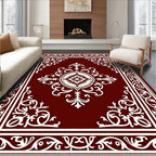 Crimson White Traditional Medallion Rug