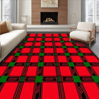 Classic Red Green Plaid Squares Rug