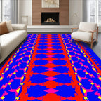 Bold Blue Red Geometric Stairway Rug