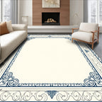Classic Navy Ivory Scroll Border Rug