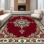 Crimson Colonial Sunburst Medallion Rug