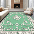 Art Nouveau Green Floral Medallion Rug