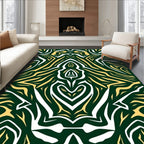 Emerald White Golden Abstract Flow Rug