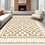 Geometric Golden Tribal Border Rug