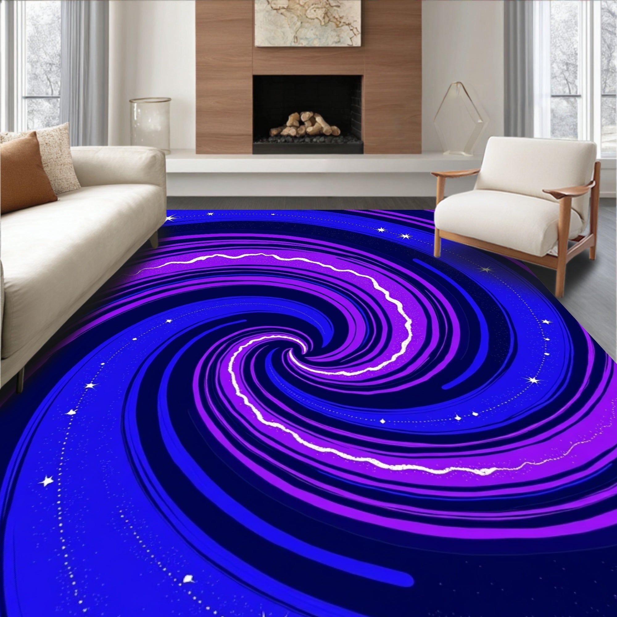 Deep Spiral Galaxy Swirl Rug