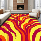 Retro Swirl Crimson Orange Yellow Rug