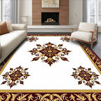 Deep Red Gold Filigree Medallion Rug
