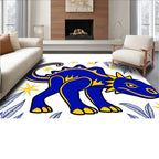 Blue Yellow Dinosaur Jungle Adventure Rug