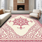 Ornate Crimson Centerpiece Border Rug