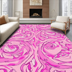 Hot Pink Swirl Rose Abstract Rug