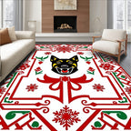 Joyful Dog Snowflake Holiday Border Rug